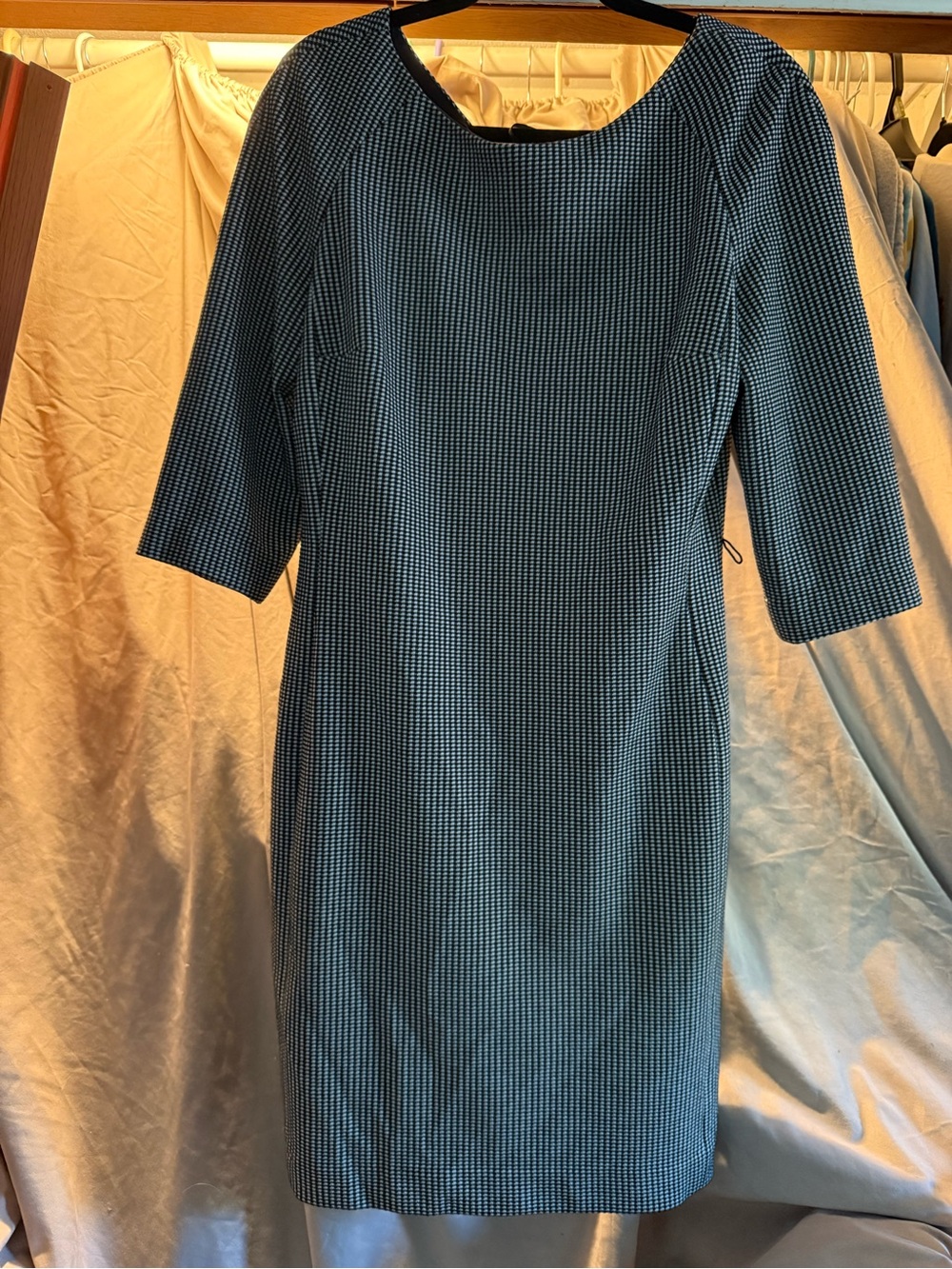 Anne Klein Black and white Micro-Checked Midi Sheath Dress